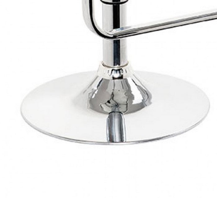 Swivel Barstool with Round Flat Base and Curved Seat, Red and Silver - BM219271