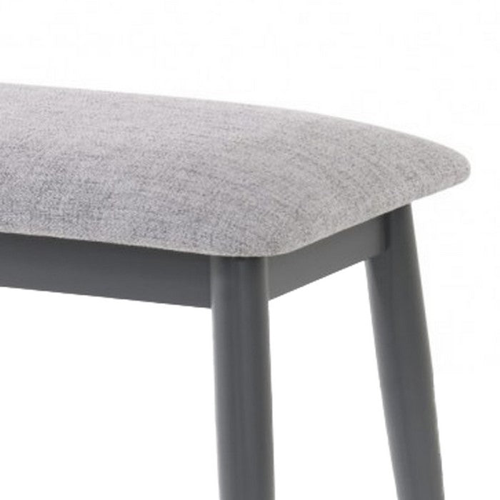Fabric Upholstered Wooden Bench with Round Angled Legs, Gray - BM219272