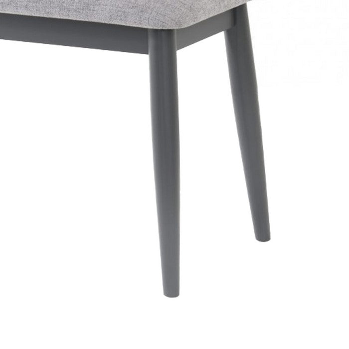 Fabric Upholstered Wooden Bench with Round Angled Legs, Gray - BM219272