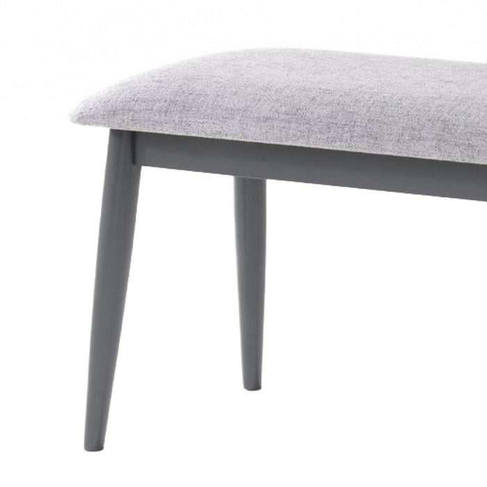 Fabric Upholstered Wooden Bench with Round Angled Legs, Gray - BM219272