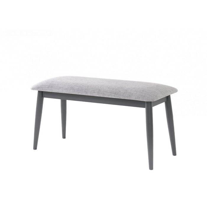 Fabric Upholstered Wooden Bench with Round Angled Legs, Gray - BM219272