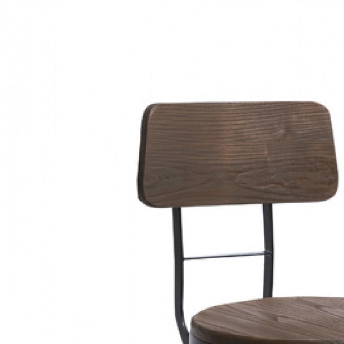Contemporary Round Seat Barstool with Angular Legs, Brown and Black - BM219275