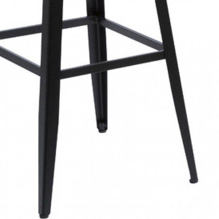 Contemporary Round Seat Barstool with Angular Legs, Brown and Black - BM219275