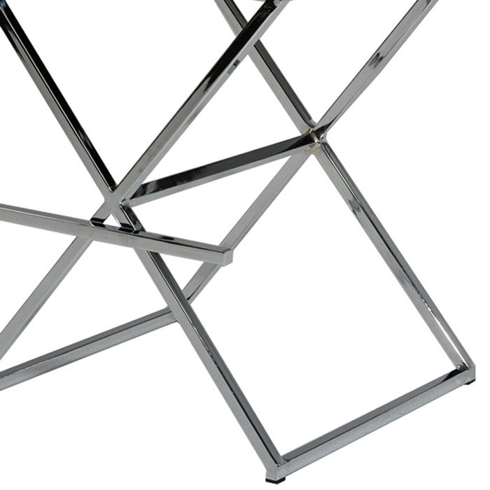 Leatherette Button Tufted Back Bar Stool with X Shaped Metal Base, White - BM219279