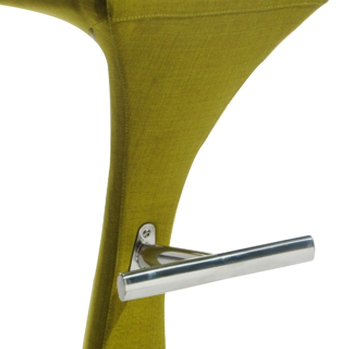Fabric Upholstered Bar Stool with Flared H Shaped Legs, Green - BM219281