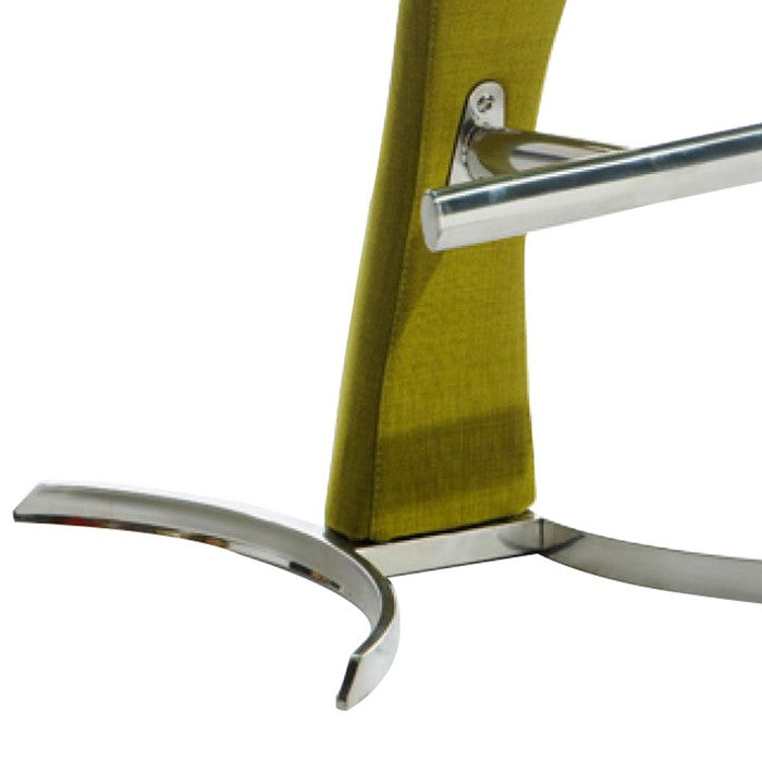 Fabric Upholstered Bar Stool with Flared H Shaped Legs, Green - BM219281