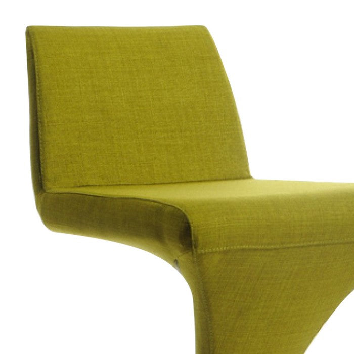 Fabric Upholstered Bar Stool with Flared H Shaped Legs, Green - BM219281