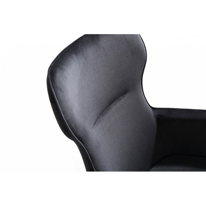 Fabric Upholstered Lounge Chair with Angled Metal Legs, Black and Gold - BM219291