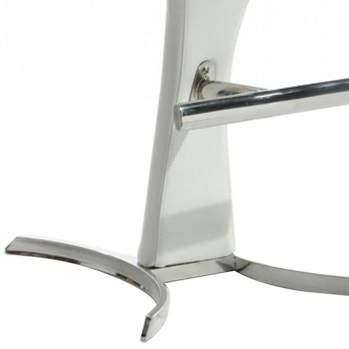 Leatherette Bar Stool with H Shaped Metal Base and Footrest, White - BM219293
