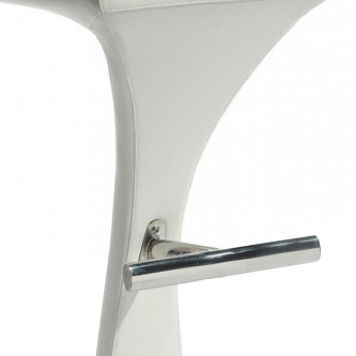 Leatherette Bar Stool with H Shaped Metal Base and Footrest, White - BM219293