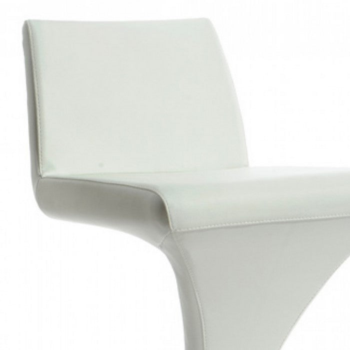 Leatherette Bar Stool with H Shaped Metal Base and Footrest, White - BM219293