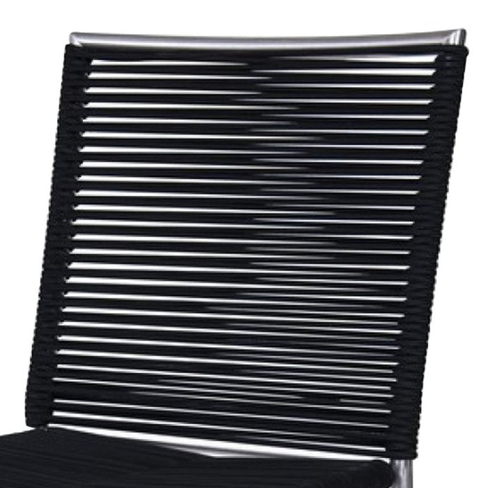 Contemporary Bar Stool with Bungee Cord Seat and Back, Black and Silver - BM219295