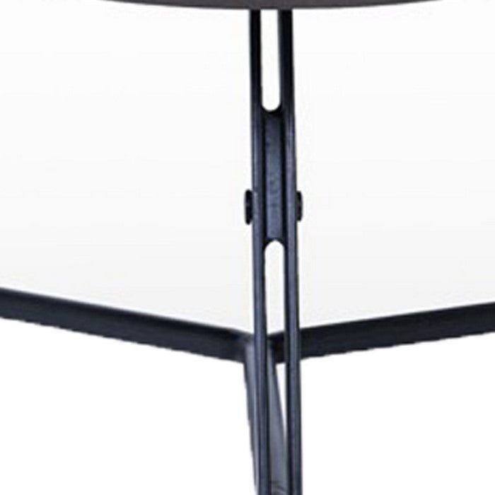 Triangular Coffee Table with Faux Concrete Coated Top, Gray and Black - BM219296