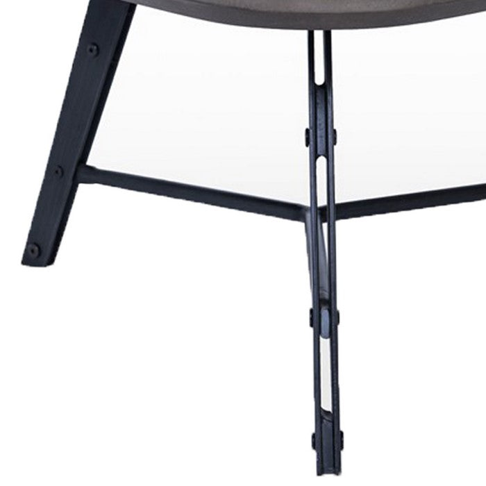 Triangular Coffee Table with Faux Concrete Coated Top, Gray and Black - BM219296