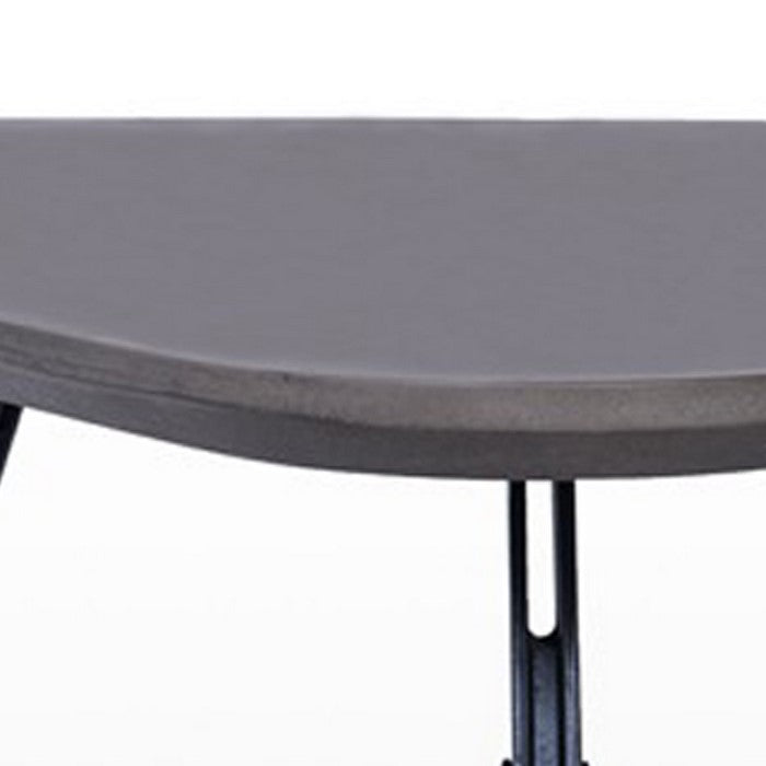 Triangular Coffee Table with Faux Concrete Coated Top, Gray and Black - BM219296