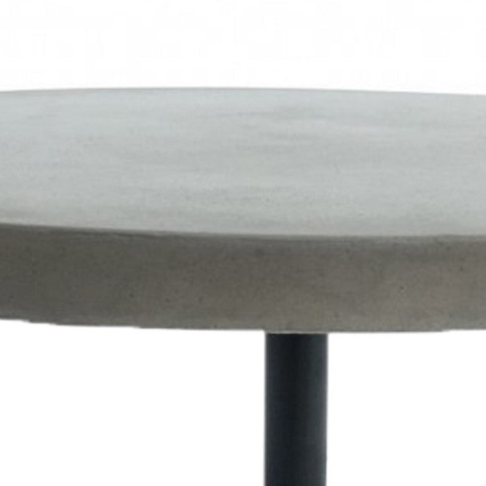 Round Shaped End Table with Concrete Top and Base, Gray - BM219297