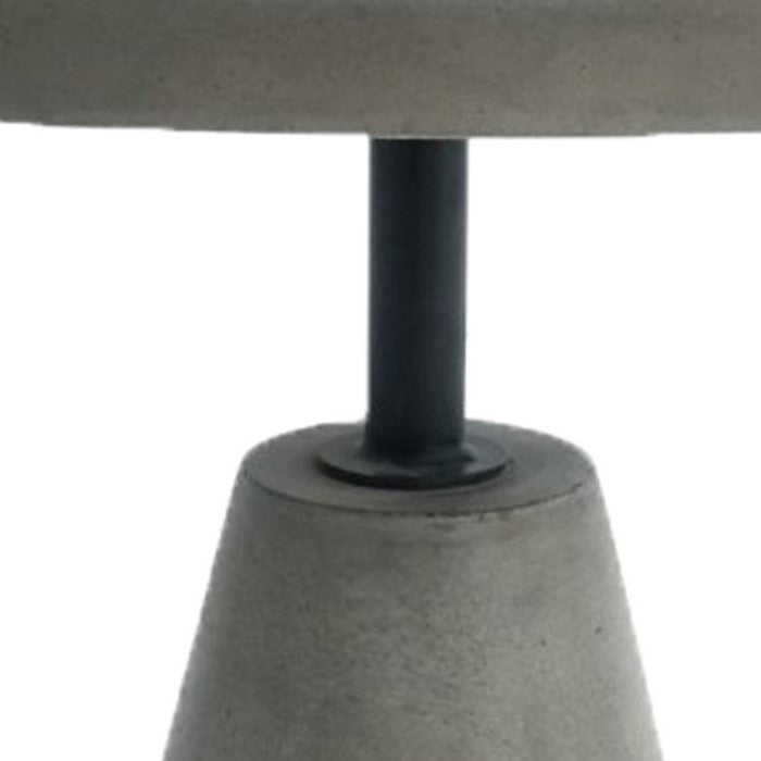 Round Shaped End Table with Concrete Top and Base, Gray - BM219297
