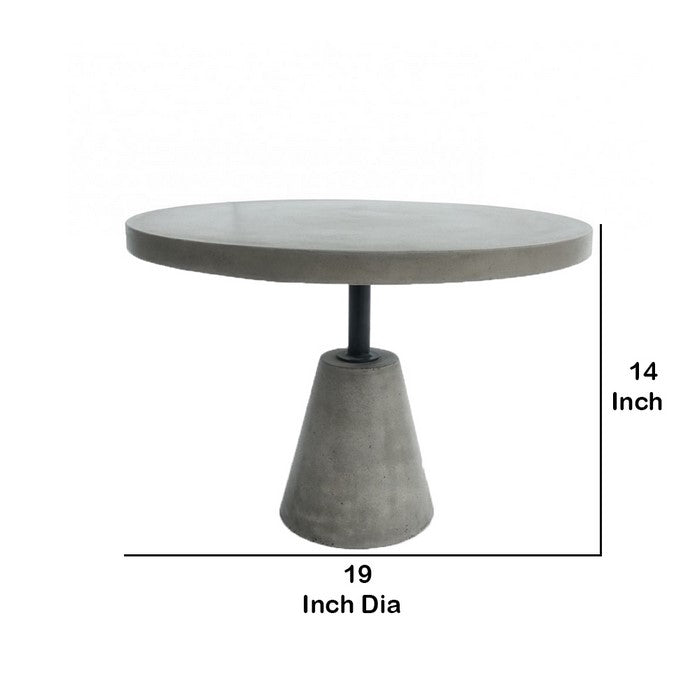 Round Shaped End Table with Concrete Top and Base, Gray - BM219297