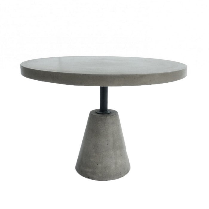 Round Shaped End Table with Concrete Top and Base, Gray - BM219297