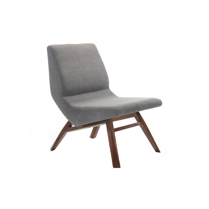 Fabric Upholstered Lounge Chair with Ottoman, Gray and Brown - BM219298