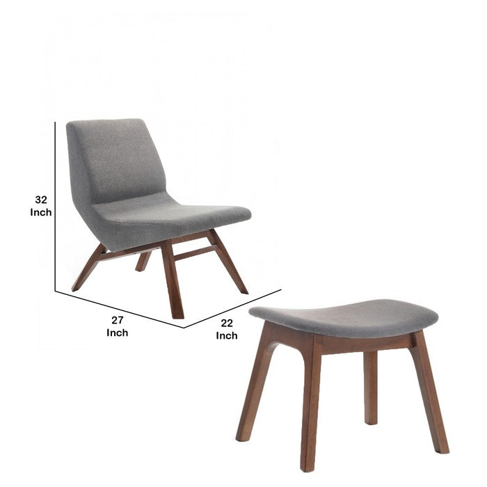 Fabric Upholstered Lounge Chair with Ottoman, Gray and Brown - BM219298
