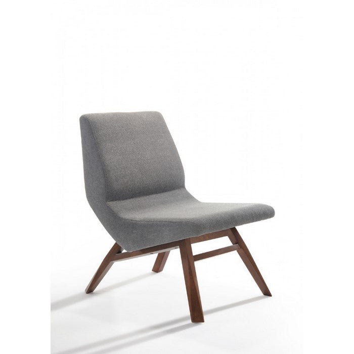 Fabric Upholstered Lounge Chair with Ottoman, Gray and Brown - BM219298