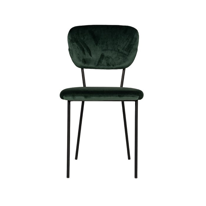 Fabric Curved Back Dining Chair with Metal Tubular Legs, Set of 2, Green - BM219299