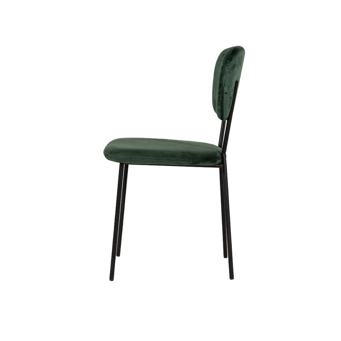 Fabric Curved Back Dining Chair with Metal Tubular Legs, Set of 2, Green - BM219299