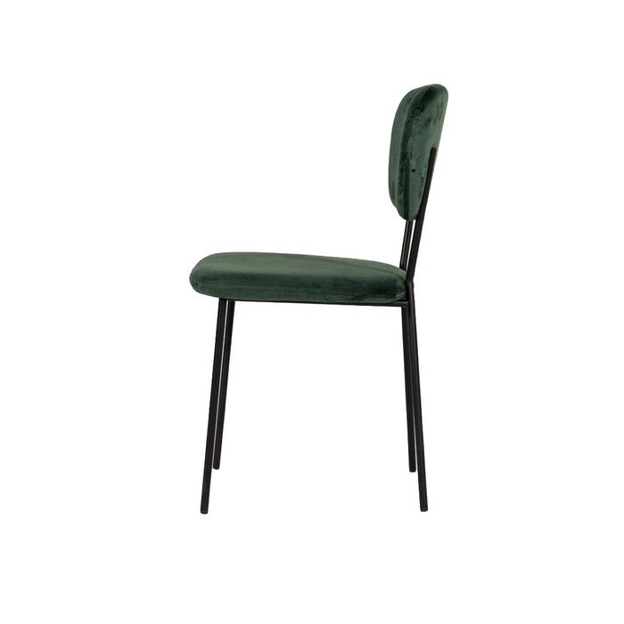 Fabric Curved Back Dining Chair with Metal Tubular Legs, Set of 2, Green - BM219299