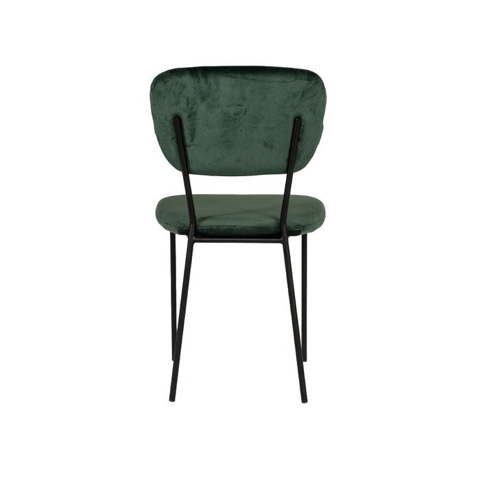 Fabric Curved Back Dining Chair with Metal Tubular Legs, Set of 2, Green - BM219299
