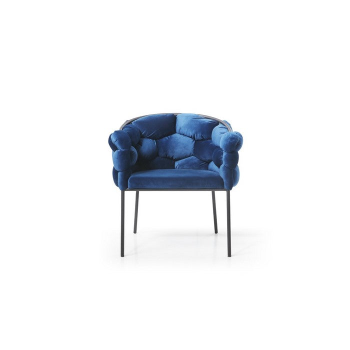 Fabric Dining Chair with Honeycomb Design Padded Backrest, Blue and Black - BM219302