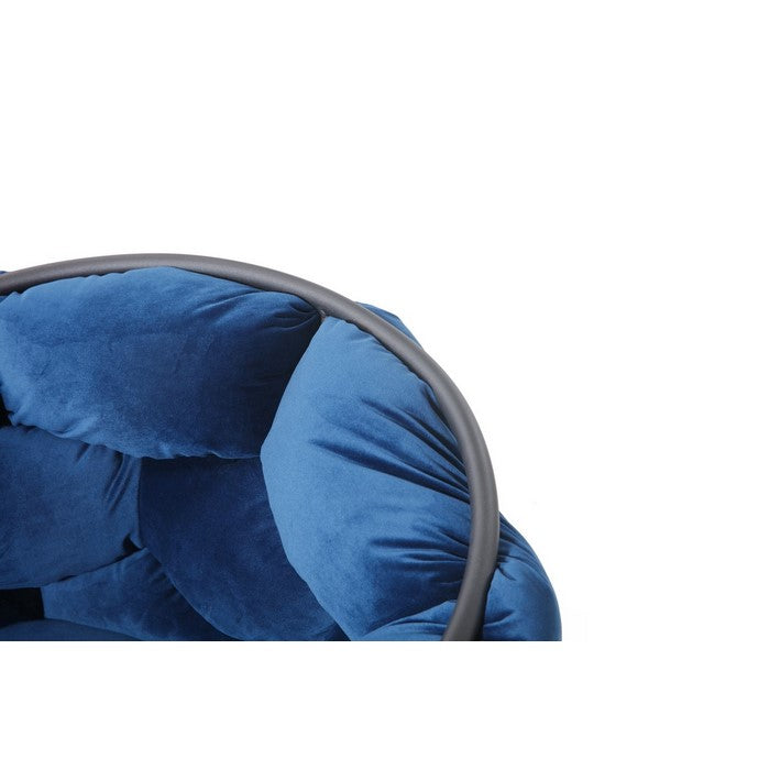 Fabric Dining Chair with Honeycomb Design Padded Backrest, Blue and Black - BM219302