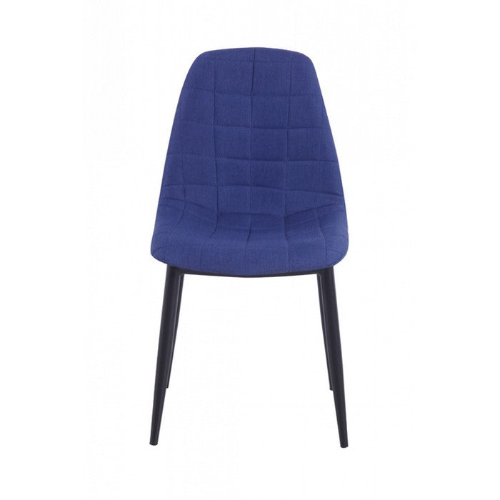 Fabric Upholstered Dining Chair with Round Tapered Legs, Set of 2, Blue - BM219307
