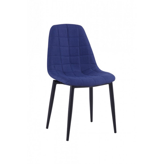 Fabric Upholstered Dining Chair with Round Tapered Legs, Set of 2, Blue - BM219307