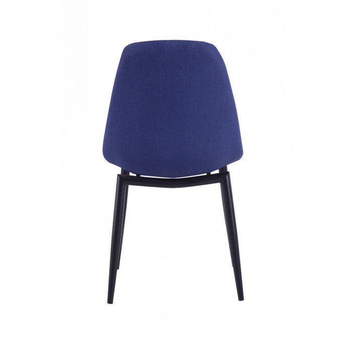 Fabric Upholstered Dining Chair with Round Tapered Legs, Set of 2, Blue - BM219307
