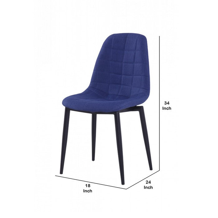 Fabric Upholstered Dining Chair with Round Tapered Legs, Set of 2, Blue - BM219307