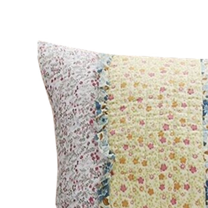 Polyester Standard Size Quilted Pillow Sham with Ruffle Sewn, Multicolor