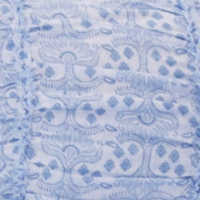 Fabric King Size Pillow Sham with Ruffled and Pleated Details, Blue