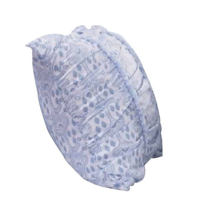 Fabric Pillow Sham with Ruffled and Pleated Details, Blue