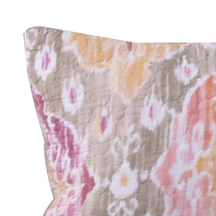 Fabric King Size Pillow Sham with Medallion Pattern, Multicolor