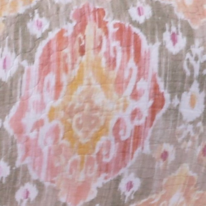 Fabric King Size Pillow Sham with Medallion Pattern, Multicolor