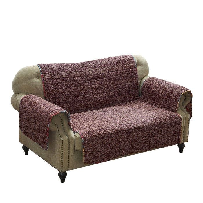 Bohemian Style Fabric Loveseat Protector with Floral Pattern, Multicolor