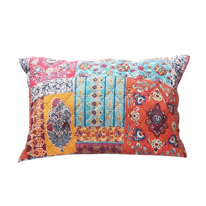 Bohemian Style Fabric Pillow Sham with Floral Pattern, Multicolor