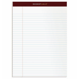 TOPS Docket Gold Writing Pads, 8-1/2" x 11-3/4", Legal Rule, White Paper, 50 Sheets, 12 Pack (63960)