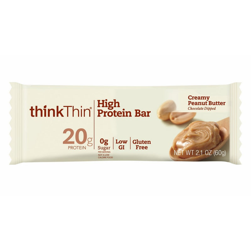 thinkThin High Protein Bars, Creamy Peanut Butter, 2.1 oz Bar (10 Count)