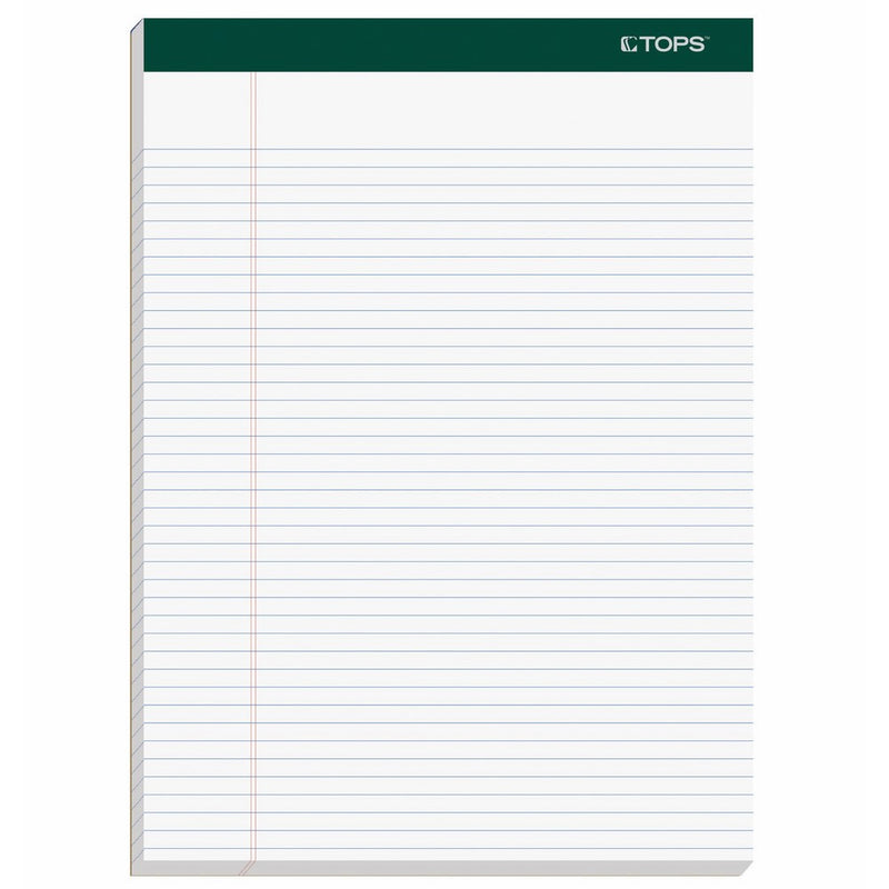 TOPS Docket Writing Pads, 8-1/2" x 11-3/4", Narrow Rule, White Paper, 100 Sheets, 4 Pack (99612)