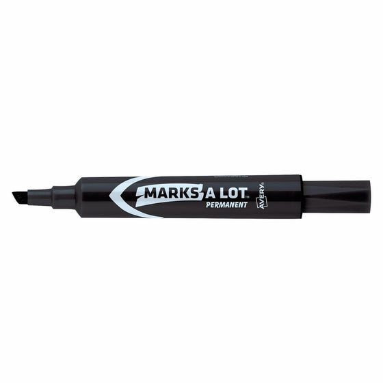 Avery 07888 MARK A LOT Regular Desk-Style Permanent Marker, Chisel Tip, Black (Pack of 12)