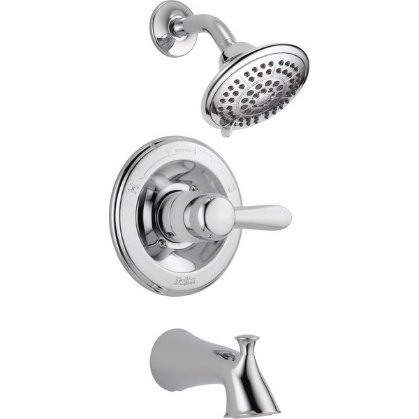 Delta T14438 Lahara 14 Series Single-Function Tub and Shower Trim Kit with 5-Spray Touch Clean Shower Head, Chrome (Valve Not Included)