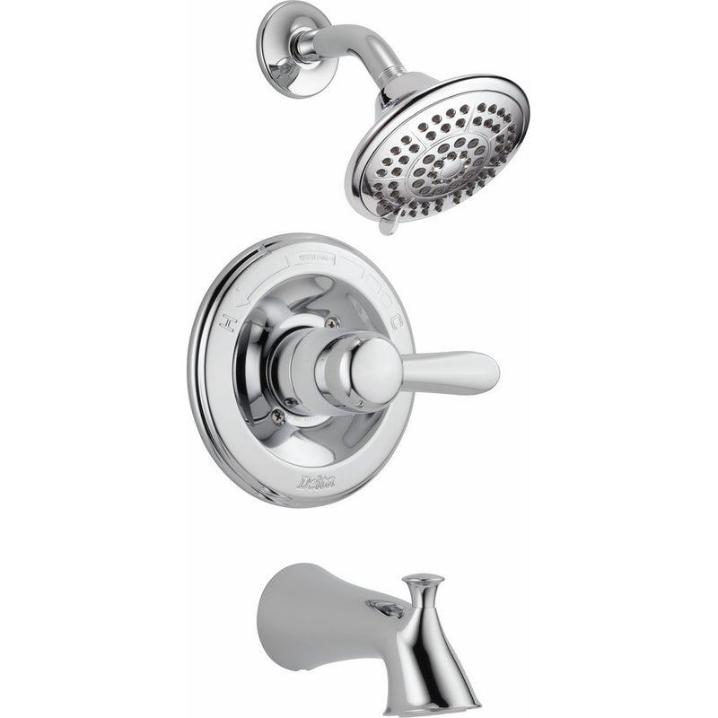 Delta T14438 Lahara 14 Series Single-Function Tub and Shower Trim Kit with 5-Spray Touch Clean Shower Head, Chrome (Valve Not Included)