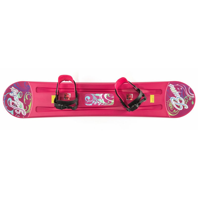 Lucky Bums Kids Boys Girls Youth Training Plastic Snowboard, 95cm, Pink